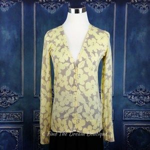 Old Navy XS Cardigan Sweater Yellow Cotton Floral